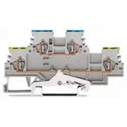 Protective conductor/feed-through terminal, spring-clamp connection, 0.08-1.5 mm², 2 pole, 18 A, 6 kV, gray, 279-527
