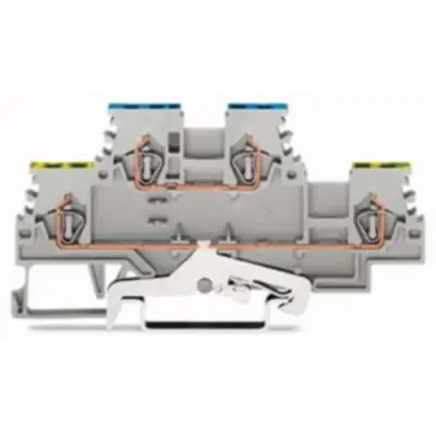 Protective conductor/feed-through terminal, spring-clamp connection, 0.08-1.5 mm², 2 pole, 18 A, 6 kV, gray, 279-527 - 1