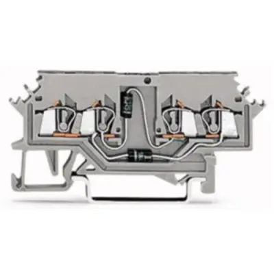 4 conductor component terminal block for lamp test circuits up to 60 V, spring-clamp connection, 0.08-1.5 mm², 1 pole, 500 mA, gray, 279-620/281-408 - 1