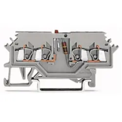 4 conductor component terminal block with red LED, spring-clamp connection, 0.08-1.5 mm², 1 pole, 25 mA, gray, 279-624/281-413