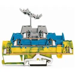 Shield conductor/feed-through/feed-through terminal block, spring-clamp connection, 0.08-2.5 mm², 3 pole, 20 A, 6 kV, green-yellow/blue/gray, 280-547