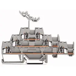 Feed-through/feed-through/feed-through terminal block, spring-clamp connection, 0.08-2.5 mm², 3 pole, 20 A, 6 kV, gray, 280-550