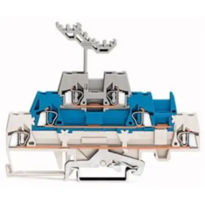 Shield conductor/feed-through/feed-through terminal block, spring-clamp connection, 0.08-2.5 mm², 3 pole, 20 A, 6 kV, white/blue/gray, 280-558 - 1
