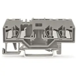 3-wire base terminal, spring-clamp connection, 0.08-2.5 mm², 2 pole, 10 A, 6 kV, gray, 280-610