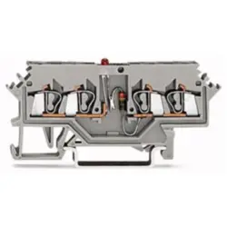 4 conductor component terminal block with red LED, spring-clamp connection, 0.08-2.5 mm², 1 pole, 25 mA, gray, 280-624/281-413