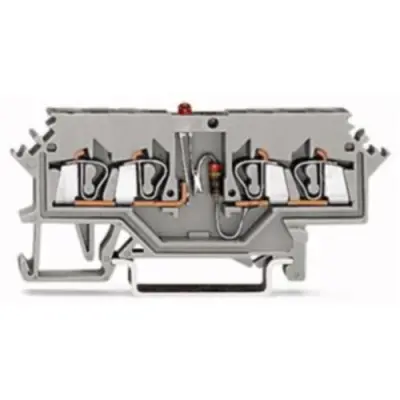 4 conductor component terminal block with red LED, spring-clamp connection, 0.08-2.5 mm², 1 pole, 25 mA, gray, 280-624/281-434 - 1