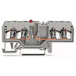 4 conductor component terminal block with red LED, spring-clamp connection, 0.08-2.5 mm², 1 pole, 25 mA, gray, 280-658/281-434