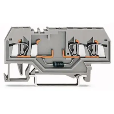 3 conductor component terminal with diode 1N4007, spring-clamp connection, 0.08-2.5 mm², 1 pole, 500 mA, gray, 280-673/281-410 - 1