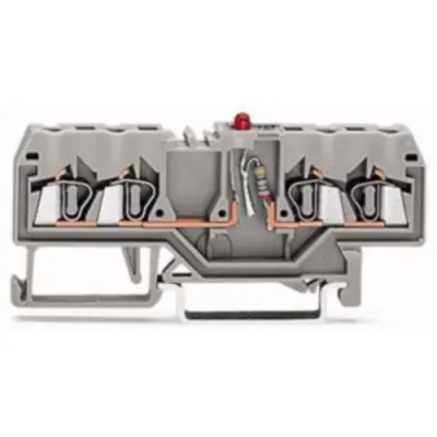 4 conductor component terminal block with red LED, spring-clamp connection, 0.08-2.5 mm², 1 pole, 25 mA, gray, 280-809/281-413 - 1