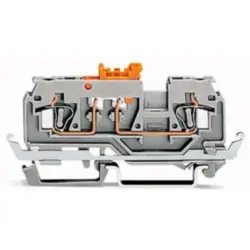 2-wire disconnect and measuring terminal, spring-clamp connection, 0.08-2.5 mm², 2 pole, 16 A, 4 kV, gray, 280-869
