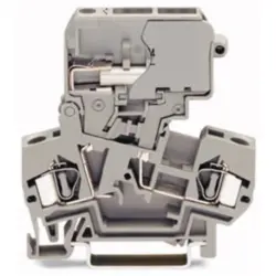 2-wire disconnect terminal block, spring-clamp connection, 0.08-4.0 mm², 2 pole, 16 A, 8 kV, gray, 281-624
