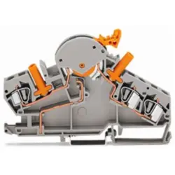 3-wire disconnect and measuring terminal, spring-clamp connection, 0.2-6.0 mm², 2 pole, 30 A, 6 kV, gray, 282-870