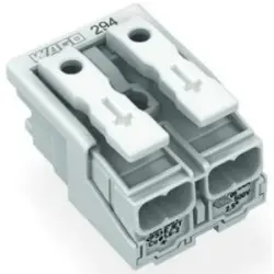 Mains connection terminal, 2 pole, 0.5-2.5 mm², clamping points: 10, white, push-in wire connection, 24 A, 294-4002