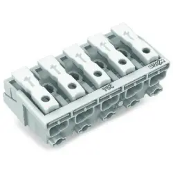 Mains connection terminal, 5 pole, 0.5-2.5 mm², clamping points: 25, white, push-in wire connection, 24 A, 294-4005