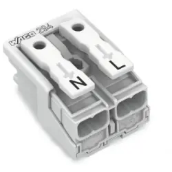 Mains connection terminal, 2 pole, 0.5-2.5 mm², clamping points: 10, white, push-in wire connection, 24 A, 294-4012