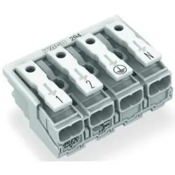 Mains connection terminal, 4 pole, 0.5-2.5 mm², clamping points: 20, white, push-in wire connection, 24 A, 294-4014
