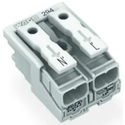 Mains connection terminal, 2 pole, 0.5-2.5 mm², clamping points: 10, white, push-in wire connection, 24 A, 294-4022