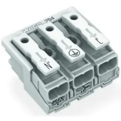 Mains connection terminal, 3 pole, 0.5-2.5 mm², clamping points: 15, white, push-in wire connection, 24 A, 294-4023