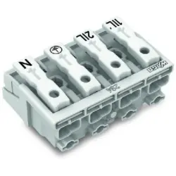 Mains connection terminal, 4 pole, 0.5-2.5 mm², clamping points: 20, white, push-in wire connection, 24 A, 294-4024