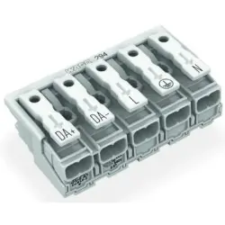 Mains connection terminal, 5 pole, 0.5-2.5 mm², clamping points: 25, white, push-in wire connection, 24 A, 294-4035