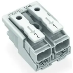 Mains connection terminal, 2 pole, 0.5-2.5 mm², clamping points: 10, white, push-in wire connection, 24 A, 294-4042