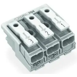 Mains connection terminal, 3 pole, 0.5-2.5 mm², clamping points: 15, white, push-in wire connection, 24 A, 294-4043