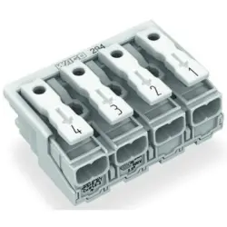 Mains connection terminal, 4 pole, 0.5-2.5 mm², clamping points: 20, white, push-in wire connection, 24 A, 294-4044