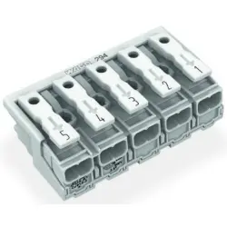Mains connection terminal, 5 pole, 0.5-2.5 mm², clamping points: 25, white, push-in wire connection, 24 A, 294-4045