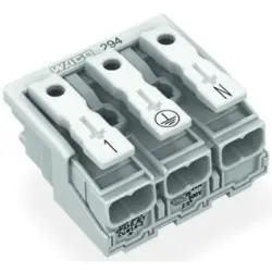 Mains connection terminal, 3 pole, 0.5-2.5 mm², clamping points: 15, white, push-in wire connection, 24 A, 294-4053