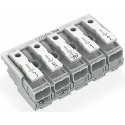 Mains connection terminal, 5 pole, 0.5-2.5 mm², clamping points: 25, white, push-in wire connection, 24 A, 294-4055