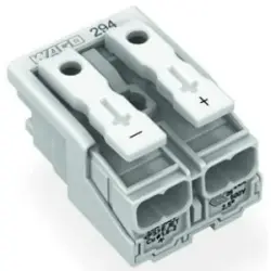 Mains connection terminal, 2 pole, 0.5-2.5 mm², clamping points: 10, white, push-in wire connection, 24 A, 294-4072