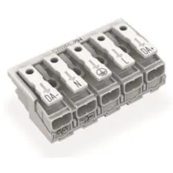 Mains connection terminal, 5 pole, 0.5-2.5 mm², clamping points: 25, white, push-in wire connection, 24 A, 294-4095/5025-000