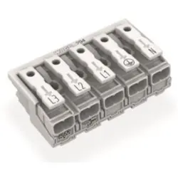 Mains connection terminal, 5 pole, 0.5-2.5 mm², clamping points: 25, white, push-in wire connection, 24 A, 294-4095/5026-000