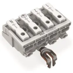 Mains connection terminal, 4 pole, 0.5-2.5 mm², clamping points: 20, white, push-in wire connection, 24 A, 294-4214