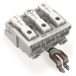 Mains connection terminal, 3 pole, 0.5-2.5 mm², clamping points: 15, white, push-in wire connection, 24 A, 294-4313