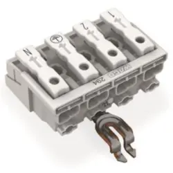 Mains connection terminal, 4 pole, 0.5-2.5 mm², clamping points: 20, white, push-in wire connection, 24 A, 294-4314