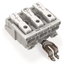 Mains connection terminal, 3 pole, 0.5-2.5 mm², clamping points: 15, white, push-in wire connection, 24 A, 294-4323