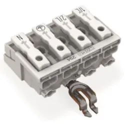 Mains connection terminal, 4 pole, 0.5-2.5 mm², clamping points: 20, white, push-in wire connection, 24 A, 294-4324