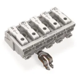 Mains connection terminal, 5 pole, 0.5-2.5 mm², clamping points: 25, white, push-in wire connection, 24 A, 294-4335