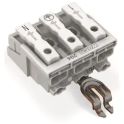 Mains connection terminal, 3 pole, 0.5-2.5 mm², clamping points: 15, white, push-in wire connection, 24 A, 294-4353