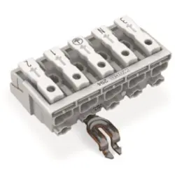 Mains connection terminal, 5 pole, 0.5-2.5 mm², clamping points: 25, white, push-in wire connection, 24 A, 294-4355