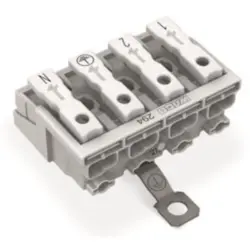 Mains connection terminal, 4 pole, 0.5-2.5 mm², clamping points: 20, white, push-in wire connection, 24 A, 294-4414
