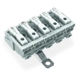 Mains connection terminal, 5 pole, 0.5-2.5 mm², clamping points: 25, white, push-in wire connection, 24 A, 294-4415