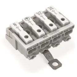 Mains connection terminal, 4 pole, 0.5-2.5 mm², clamping points: 20, white, push-in wire connection, 24 A, 294-4424