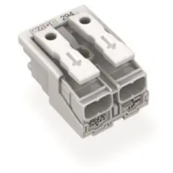 Mains connection terminal, 2 pole, 0.5-2.5 mm², clamping points: 10, white, push-in wire connection, 24 A, 294-5002