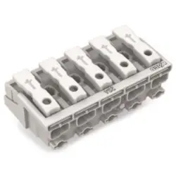Mains connection terminal, 5 pole, 0.5-2.5 mm², clamping points: 25, white, push-in wire connection, 24 A, 294-5005
