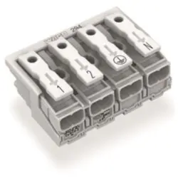 Mains connection terminal, 4 pole, 0.5-2.5 mm², clamping points: 20, white, push-in wire connection, 24 A, 294-5014