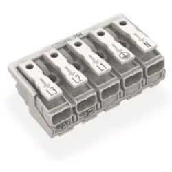 Mains connection terminal, 5 pole, 0.5-2.5 mm², clamping points: 25, white, push-in wire connection, 24 A, 294-5015