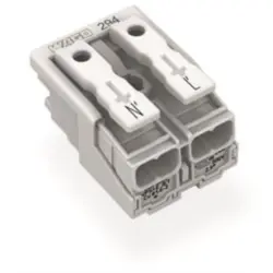 Mains connection terminal, 2 pole, 0.5-2.5 mm², clamping points: 10, white, push-in wire connection, 24 A, 294-5022