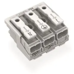 Mains connection terminal, 3 pole, 0.5-2.5 mm², clamping points: 15, white, push-in wire connection, 24 A, 294-5023